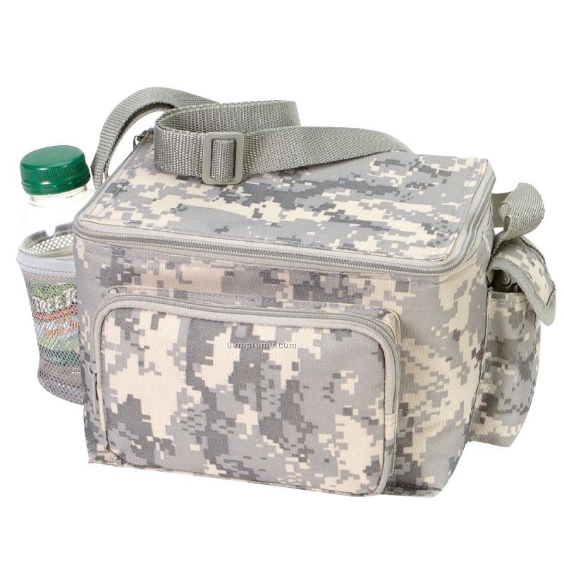 600d Polyester 6-pack Cooler W/ Digital Camouflage Print