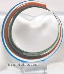 Art Glass Circle Sculpture Award W/ Clear Square Base (10")