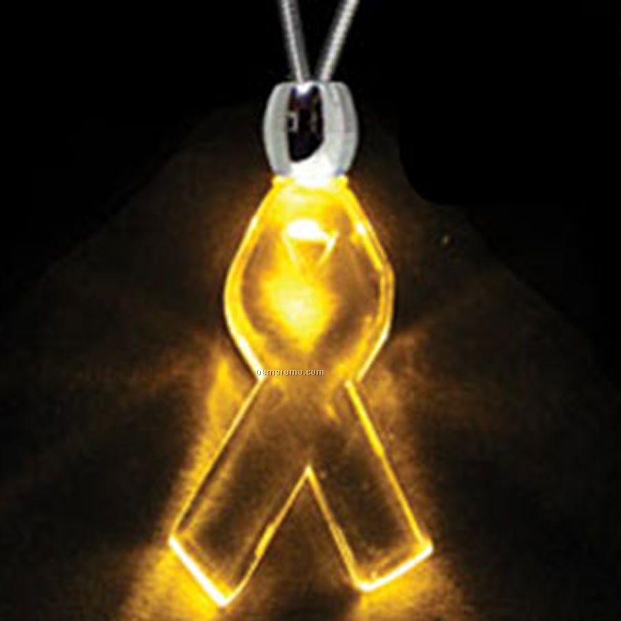 Amber Orange Acrylic Ribbon Pendant Light Up Necklace