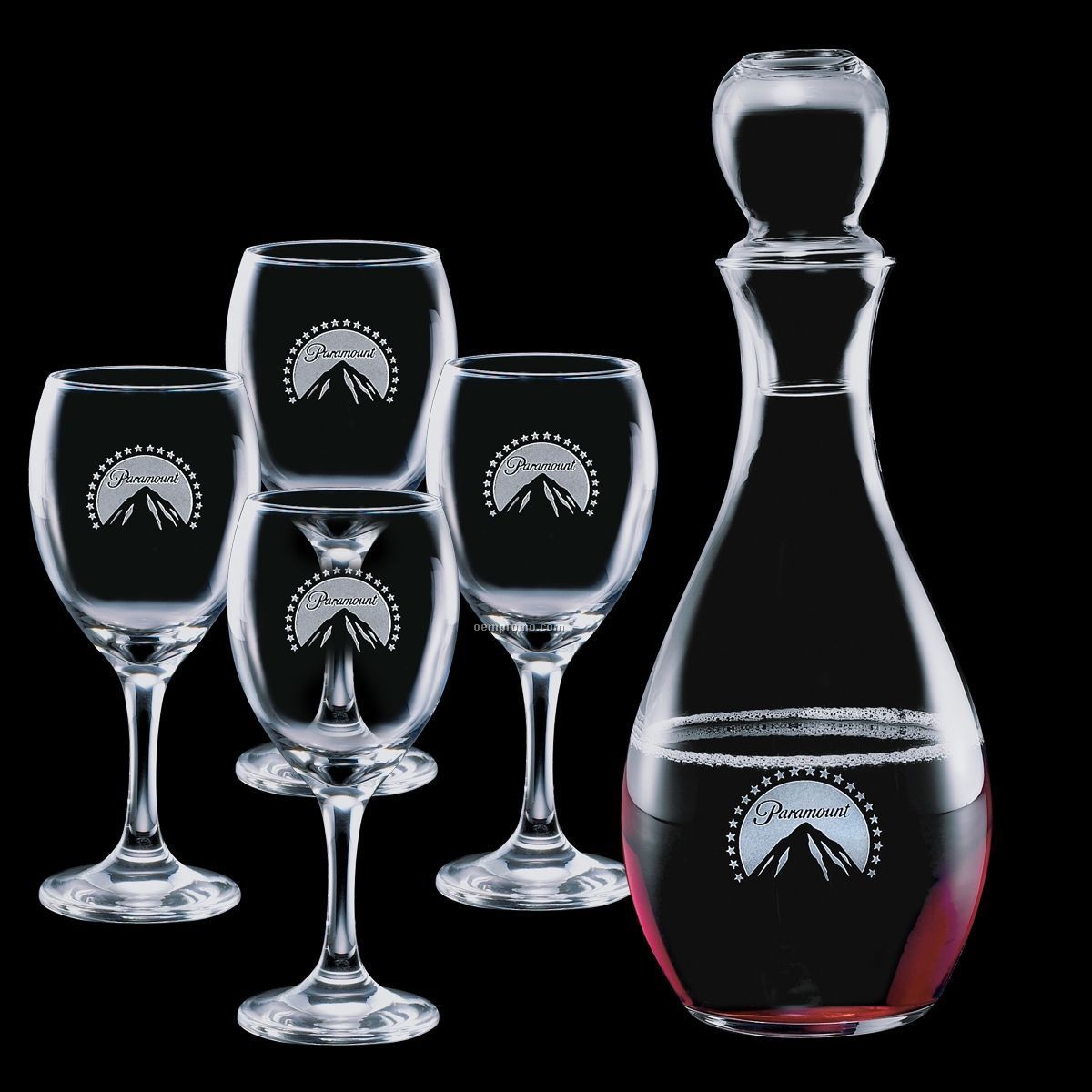 Carberry Decanter And 4 Wine Glasses