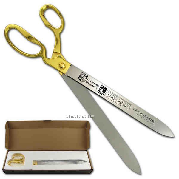 Ceremonial Ribbon Cutting Scissors With Gold Plated Handles (20")