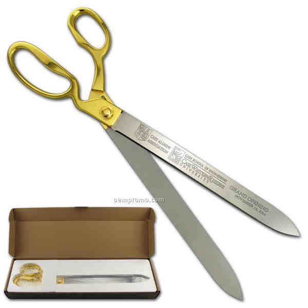 Ceremonial Ribbon Cutting Scissors With Gold Plated Handles (20