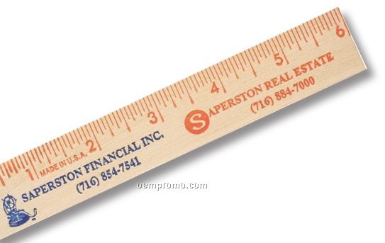 Natural Finish Flat 6" Wood Ruler/English Scale (1 1/8" Wide) - 1 Color
