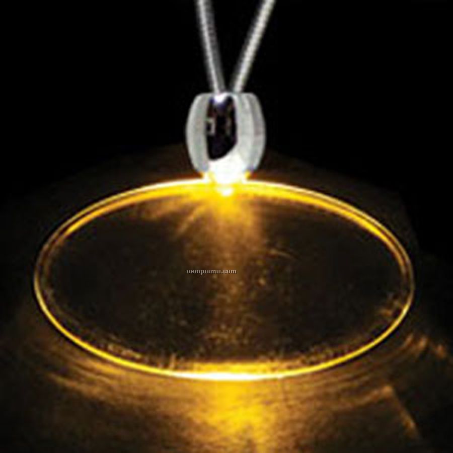 Amber Orange Acrylic Oval Pendant Light Up Necklace
