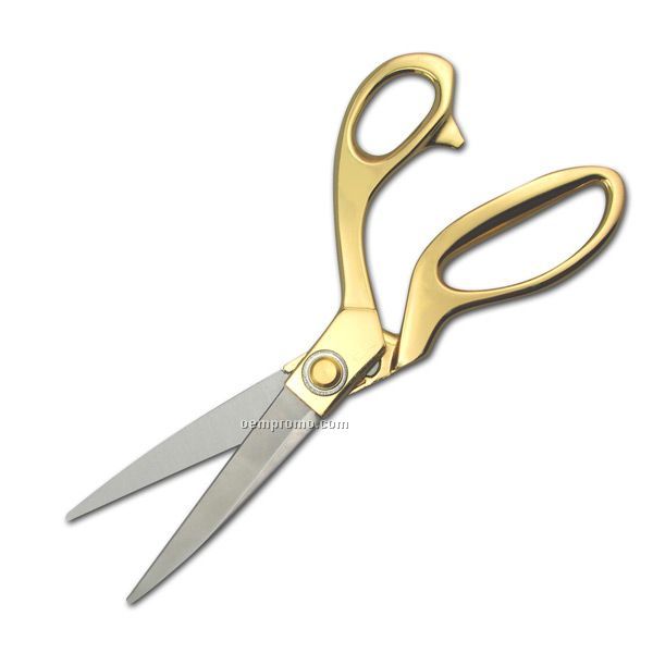 Ceremonial Ribbon Cutting Scissors With Gold Plated Handles (9 1/2")