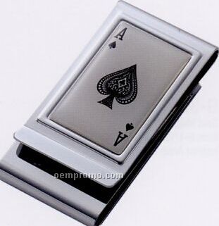 Epoxy Ace Of Spades Metal Chrome Plated 2-sided Money Clip