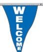 60' String Stock Pennants - Welcome - White/Blue
