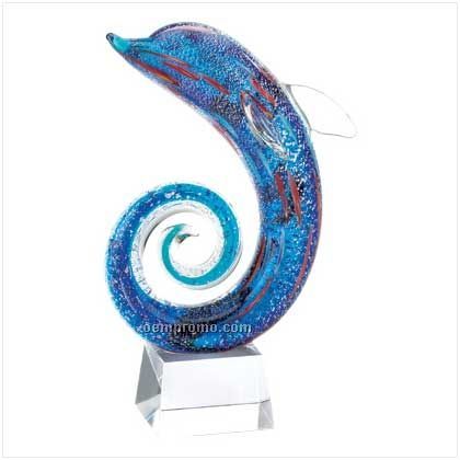 Art Glass Dolphin Sculpture