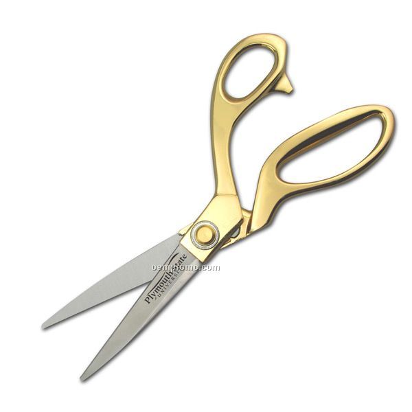 Ceremonial Ribbon Cutting Scissors With Gold Plated Handles (9 1/2