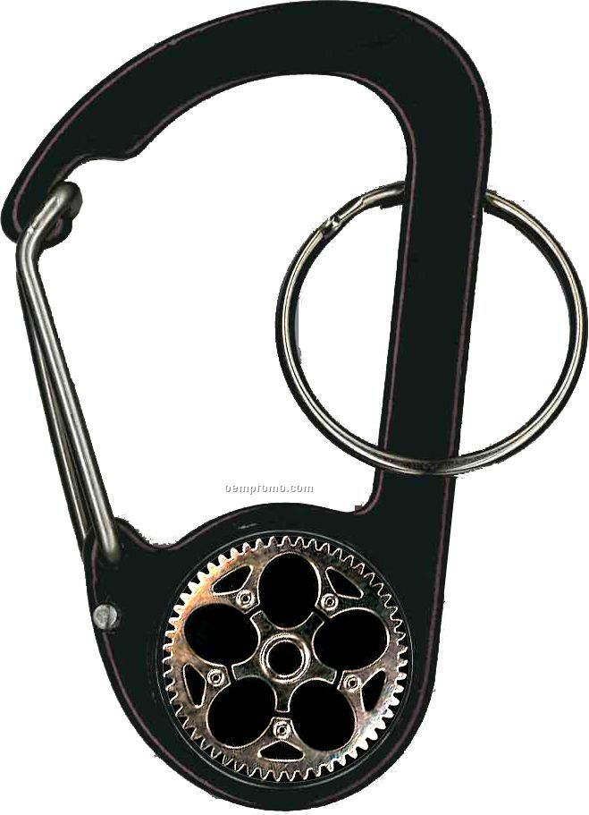 Button D Carabiner With Bike Sprocket Emblem