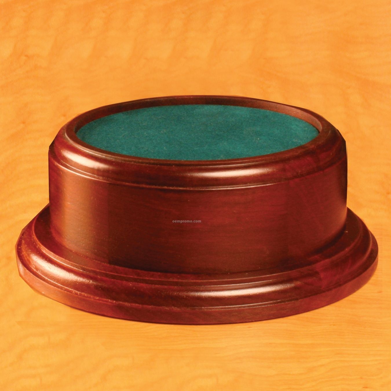 Large Round Rosewood Base W/ Plain Brass Plate