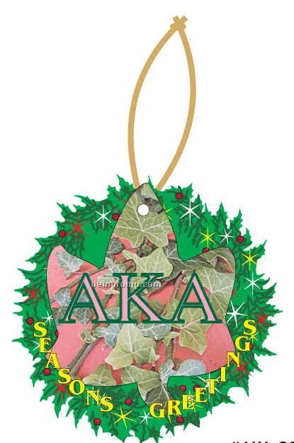 Alpha Kappa Alpha Sorority Ivy Wreath Ornament W/ Mirror Back (10 Sq. Inch)