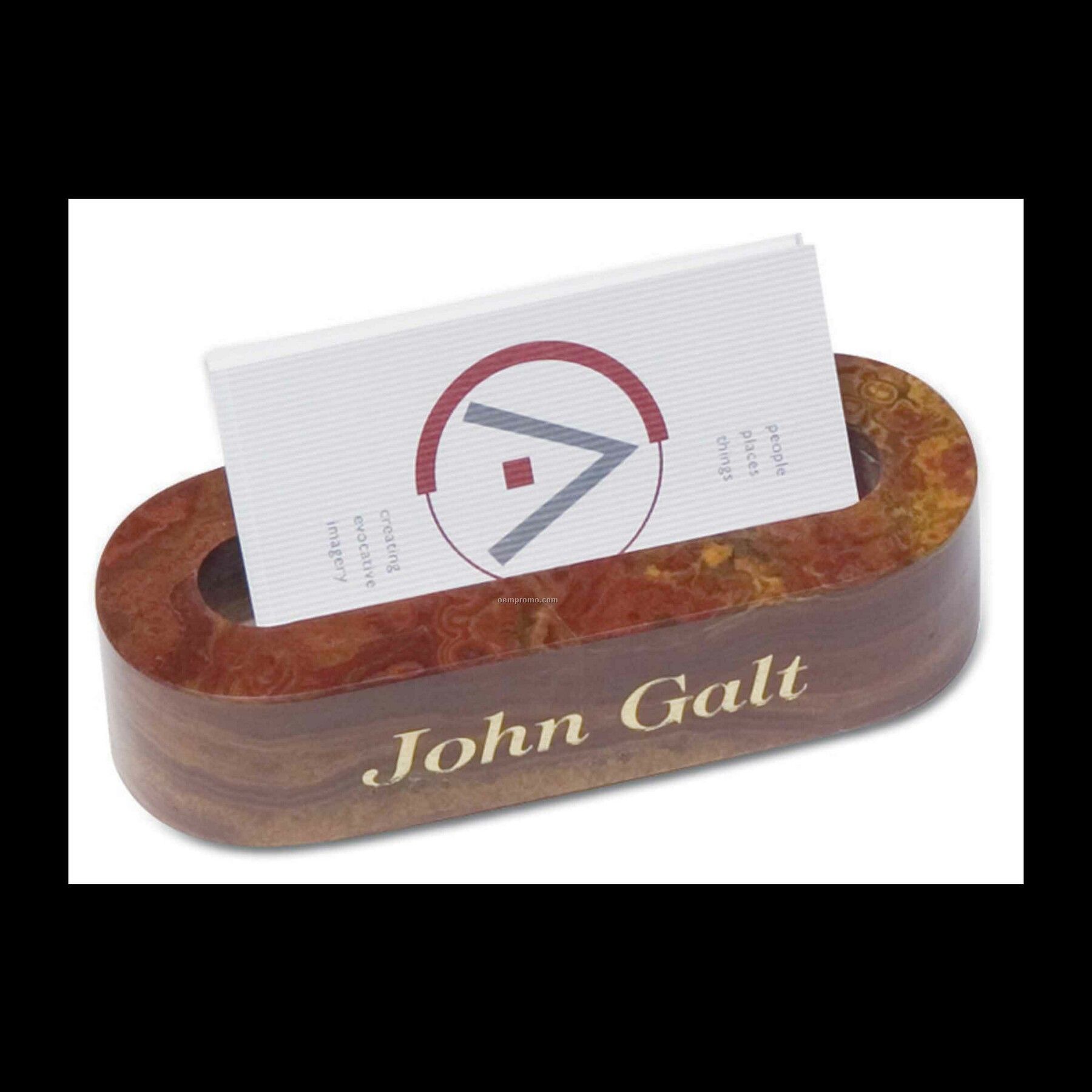 Amber Onyx Oval Business Card Holder