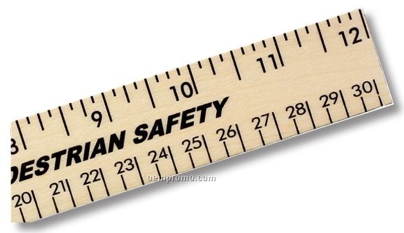 Clear Lacquer Wood 12" Ruler/English & Metric (1 1/8" Wide) - 1 Color