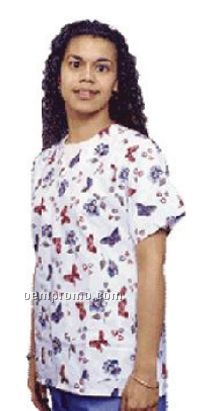 Ladies Heart Print V-neck Gripper Tunic Scrub Top (5xl)