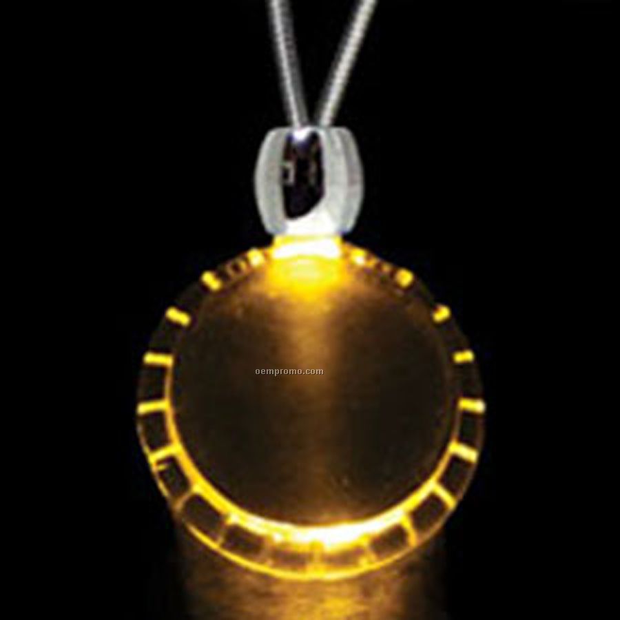 Amber Orange Acrylic Bottle Cap Pendant Light Up Necklace