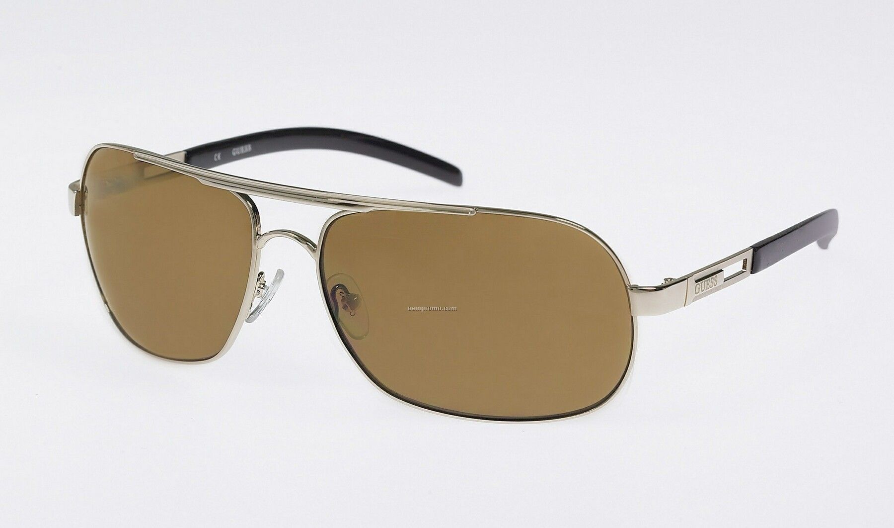 Gold Temple/Brown Lens Guess Sunglasses