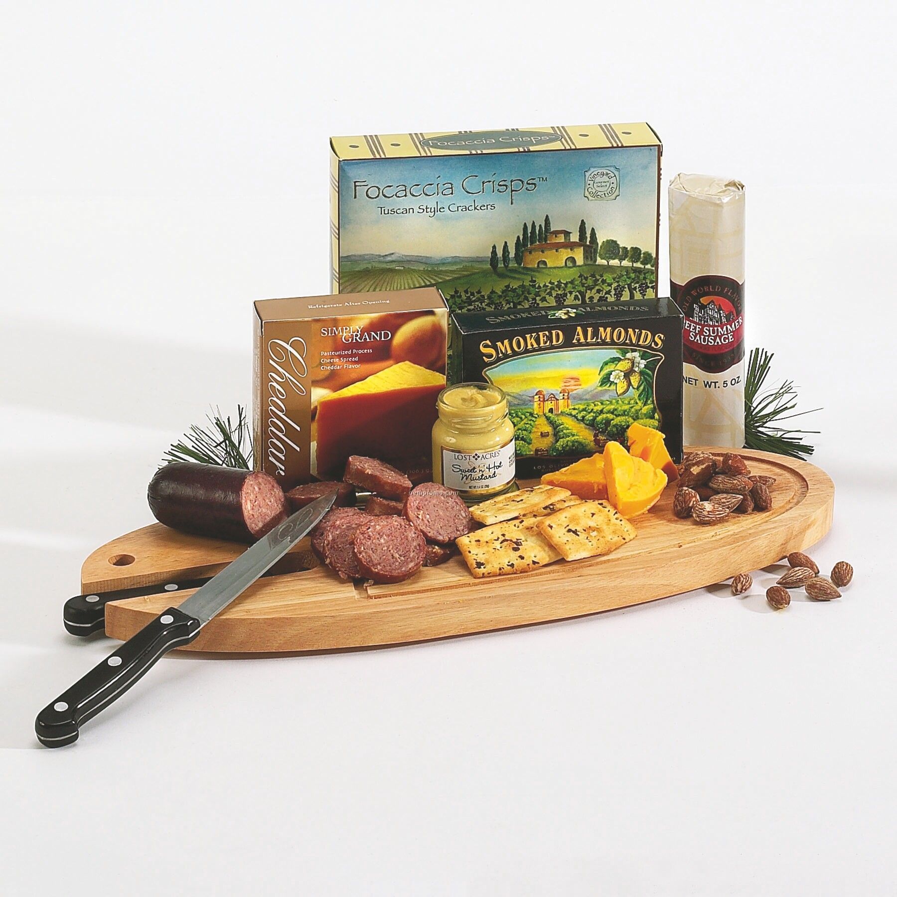 Salami And Cheese Wood Cutting Board Sampler