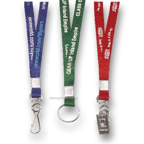 3/8" Polyester Lanyard With Bulldog Hook Clip- 3 Day Service Upon Request