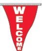60' String Stock Pennants - Welcome - White/Red