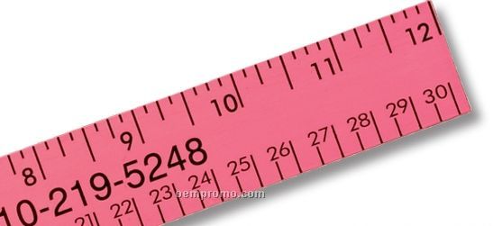 Fluorescent 12" Wood Ruler/English & Metric Scale (1 1/8" Wide) - 1 Color