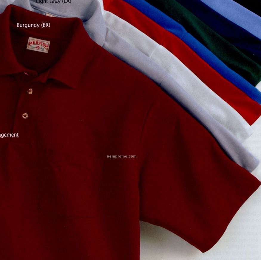 Red Short Sleeve Solid Color Knit Shirt W/ Pocket