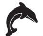 Stock Black & White Dolphin Mascot Chenille Patch