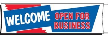 3'x10' Fluorescent Stock Banner - Welcome/Open For Business