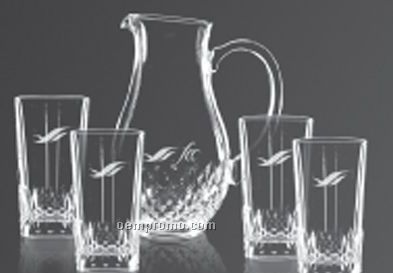 Capella Crystal Pitcher W/ 4 Hiball Drinking Glasses