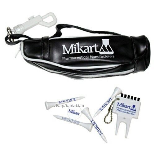 Mini Golf Bag With 4 Tees/ Ball Marker & Plastic Divot Tool W/ Brush