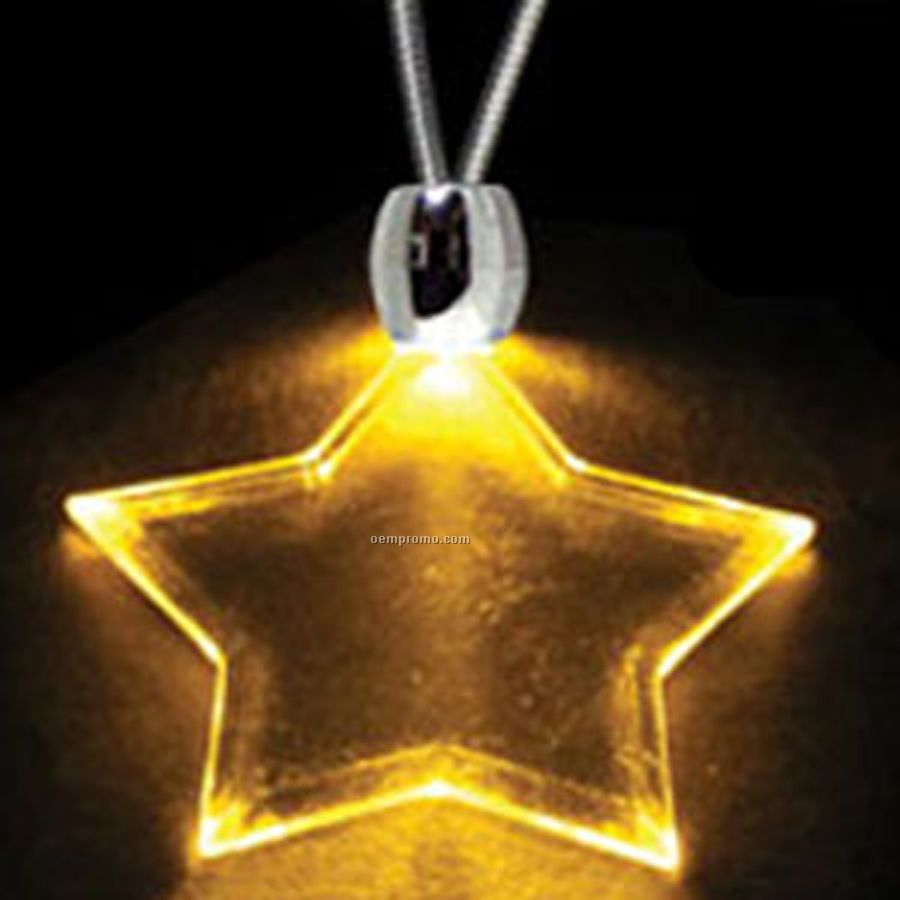 Amber Orange Acrylic Star Pendant Light Up Necklace