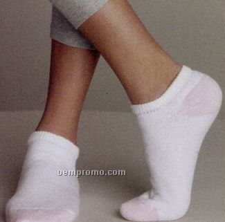 Gildan Ladies' No-show Socks W/ Pink Heel & Toe