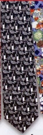 Polyester Black Wine Glass Pattern Restaurant Tie - Pattern Style E