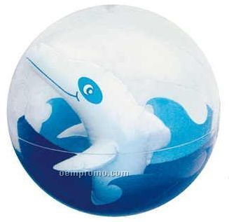 16" Transparent Beach Ball W/ Inflatable Dolphin Insert