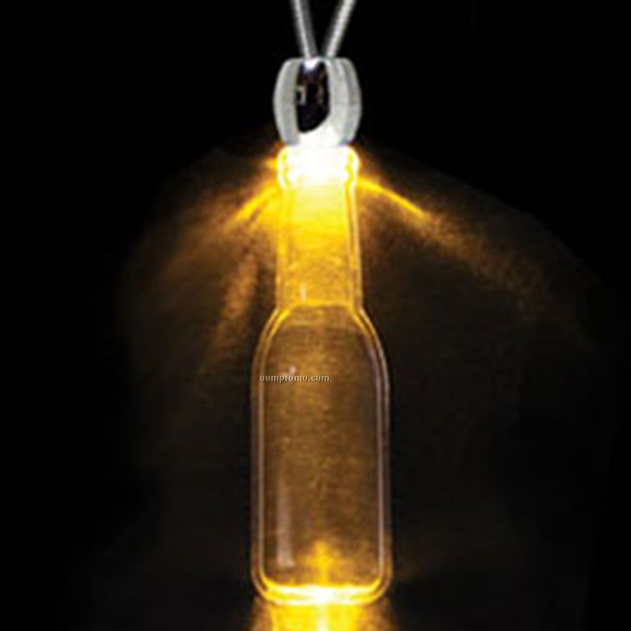 Amber Orange Acrylic Round Faced Bottle Pendant Light Up Necklace