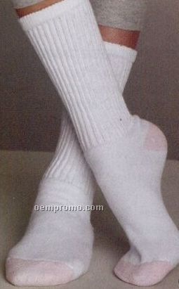 Gildan Ladies' Crew Socks W/ Pink Heel & Toe