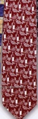 Polyester Burgundy Wine Glass Pattern Restaurant Tie - Pattern Style D