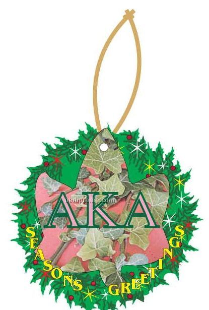 Alpha Kappa Alpha Sorority Ivy Wreath Ornament W/ Mirror Back (3 Sq. Inch)