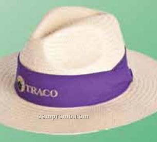 Chinese Panama Straw Fedora Hat W/ Interior Stretch Band