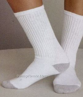 Gildan Men's Crew Socks W/ Gray Heel & Toe