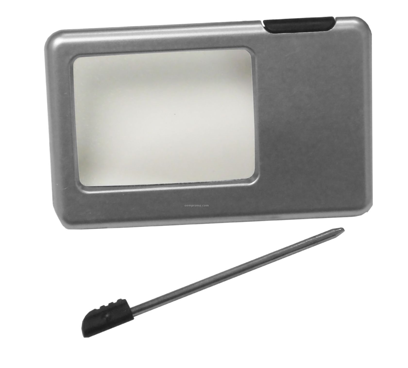 LED Credit Card Sized Magnifier With Stylus Pen