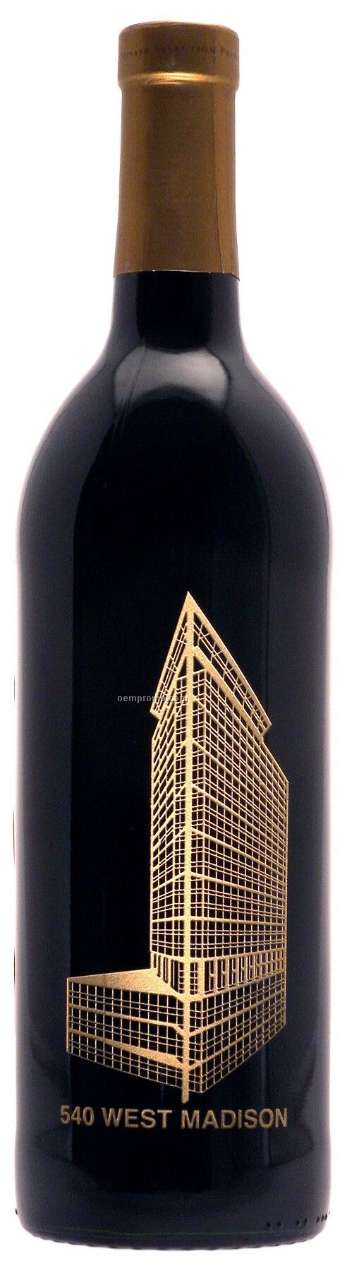 750ml Standard Merlot Wine Etched W/1 Color Fill