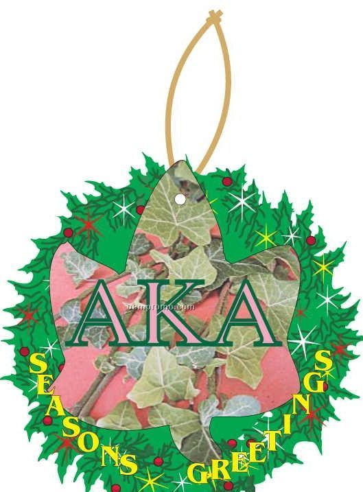 Alpha Kappa Alpha Sorority Ivy Wreath Ornament W/ Mirror Back (4 Sq. Inch)