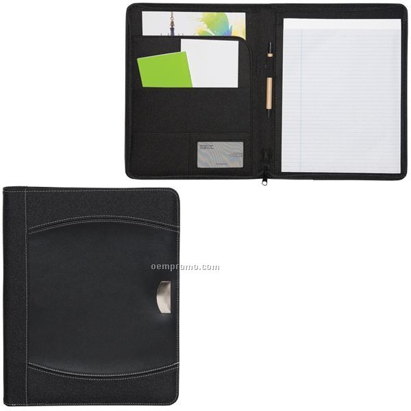 51% Pet & Bonded Leather Zippered Notepad Portfolio (Blank)