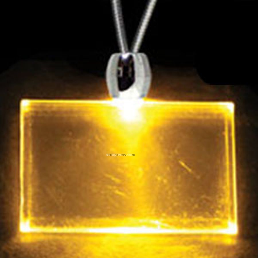 Amber Orange Acrylic Rectangle Pendant Light Up Necklace