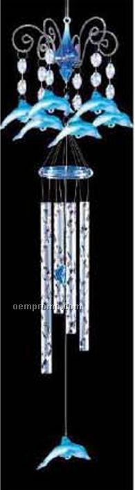 Blue Frosted Dolphin Chandelier Wind Chime