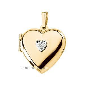 Ladies' 14ky .01 Ct 20x20 Diamond Heart Locket Pendant