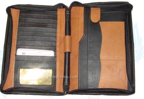 Medium Brown Stone Wash Cowhide 2 Section Cell Phone Pouch W/ Straps