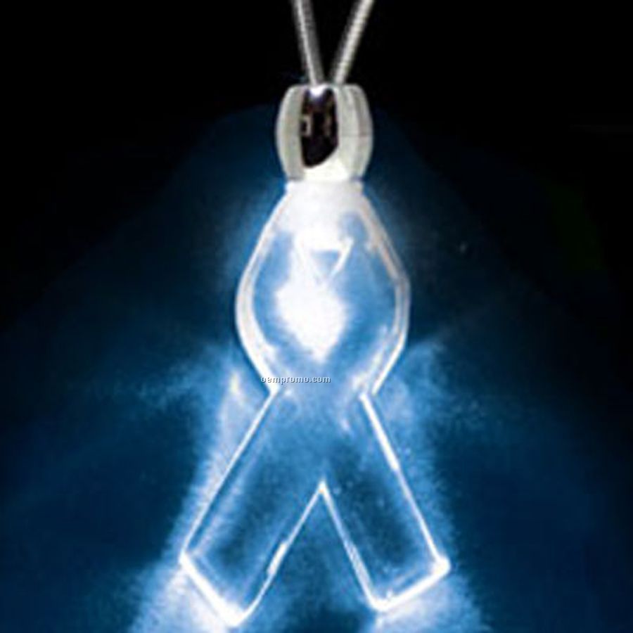 Blue Acrylic Ribbon Pendant Light Up Necklace