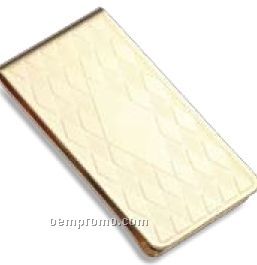 Gold Gilt Plated Metal Money Clip W/ Diamond Design